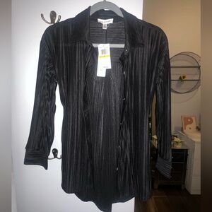 Black Striped Button-Up Shirt